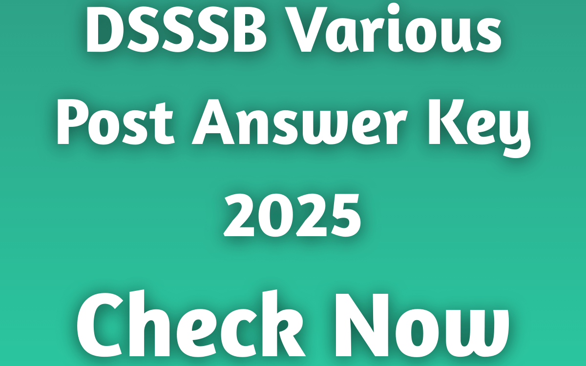 DSSSB Various Post Answer Key 2025